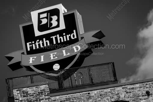 The Fifth Third Field Sign -- Toledo Black and White Photos
