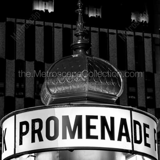 Matte Black WOOD Framed Black and White Toledo Photograph: A Promenade Park Info Kiosk in a Square Matte Black Wood Frame