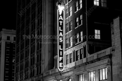 The Atlas Life Sign -- Tulsa Black and White Photos