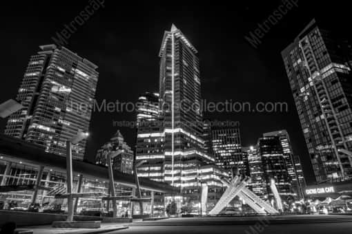 The Olympic Cauldron in Poole Plaza -- Vancouver Black and White Photography
