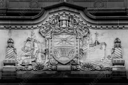 Vancouver Black and White Photography of The British Columbia Coat of Arms on Hotel Vancouver The British Columbia Coat of Arms on Hotel Vancouver -- Vancouver Black and White Photography
