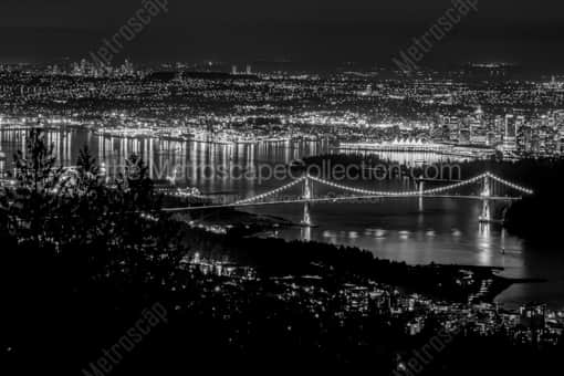 Vancouver Black and White Photography of The Vancouver Harbor and Skyline at Night The Vancouver Harbor and Skyline at Night -- Vancouver Black and White Photography