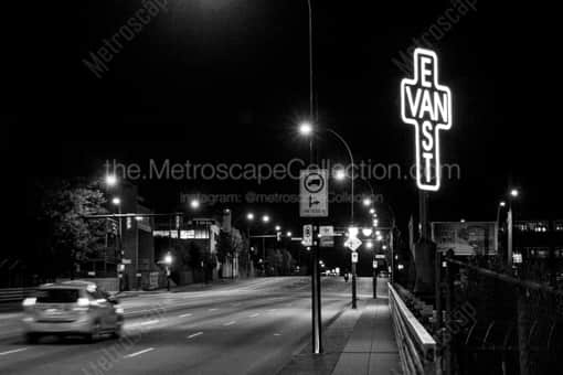 Iconic East Vancouver Sign at Night -- Vancouver Black and White Photography