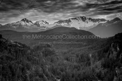 Vancouver Black and White Photography of Glacier Covered Mountain Peaks near Squamish BC Glacier Covered Mountain Peaks near Squamish BC -- Vancouver Black and White Photography