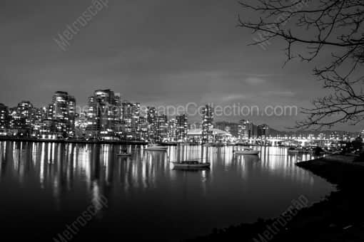 The Vancouver Skyline over False Creek -- Vancouver Black and White Photography