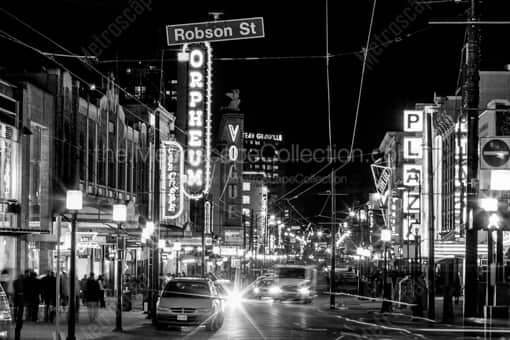 Granville Ave Through Downtown Vancouver -- Vancouver Black and White Photography