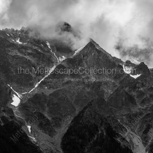 Matte Black WOOD Framed Black and White Vancouver Photograph: The North Face of Mt. Currie in Pemberton, BC in a Square Matte Black Wood Frame