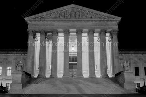 The United States Supreme Court at Night -- Washington DC Black and White Photos