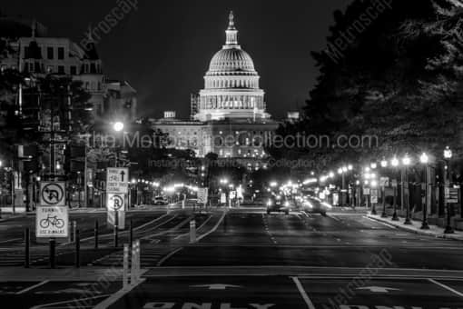The US Capitol Building at Night -- Washington DC Black and White Photos