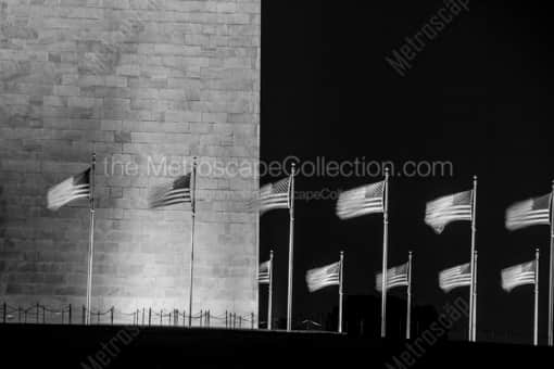 The US Flags at the Base of the Washington Monument -- Washington DC Black and White Photos