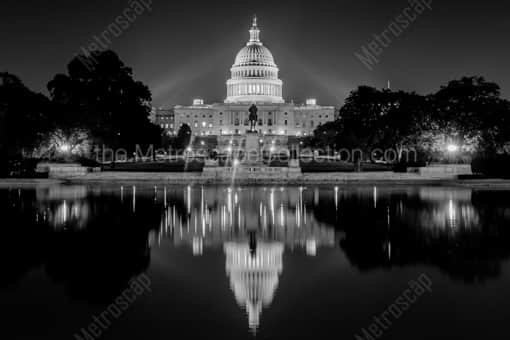The United States Capitol Building and Capitol Reflecting Pool -- Washington DC Black and White Photos