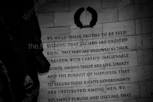 The Declaration of Independence in the Jefferson Memorial -- Washington DC Black and White Photos