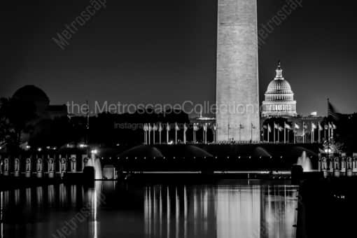 The Reflecting Pool and Washington Monument -- Washington DC Black and White Photos