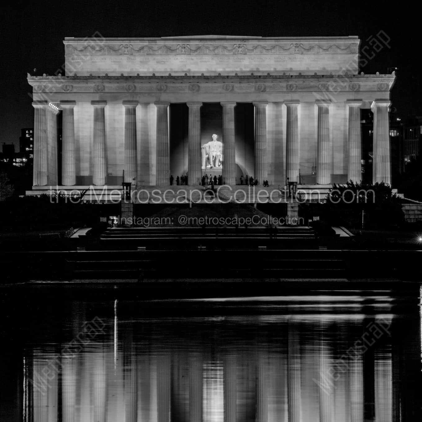 The Lincoln Memorial and Reflecting Pool landscape black and white Photography The Lincoln Memorial and Reflecting Pool landscape black and white Photography square crop