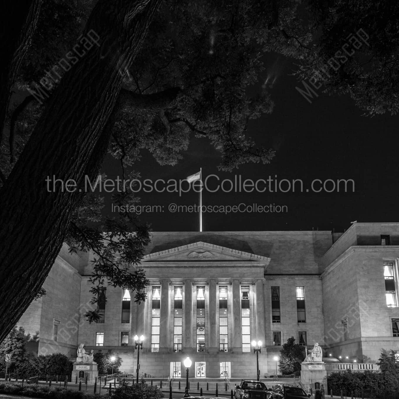 A Straight-On Shot of the Rayburn Office Building landscape black and white Photography square crop