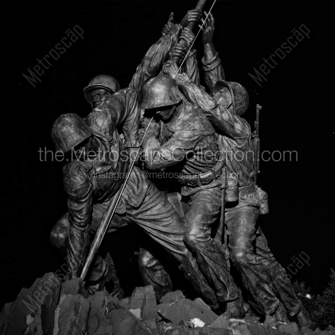 The Iwo Jima Statue in Arlington National Cemetry landscape black and white Photography The Iwo Jima Statue in Arlington National Cemetry landscape black and white Photography square crop