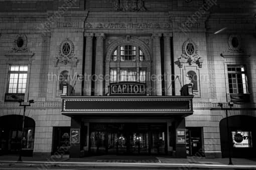 Wheeling Capitol Music Hall at Night -- Wheeling WV Black and White Photos