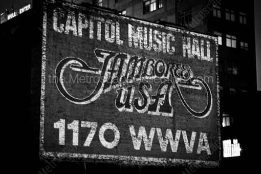 Capitol Music Hall Jamboree Mural -- Wheeling WV Black and White Photos