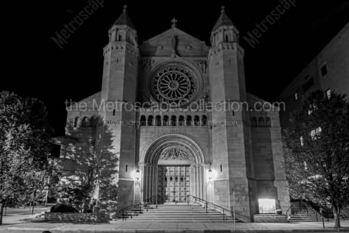 Saint Joseph Church at Night -- Wheeling WV Black and White Photos
