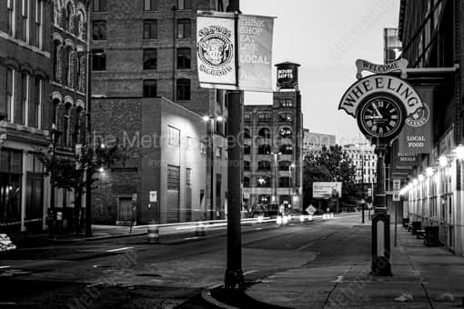 The Welcome to Wheeling WV Clock -- Wheeling WV Black and White Photos