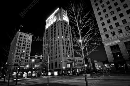 Youngstown Federal Plaza at Night -- Youngstown Black and White Photography