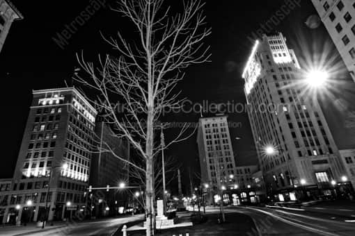 Youngstown Market Street at Night -- Youngstown Black and White Photography