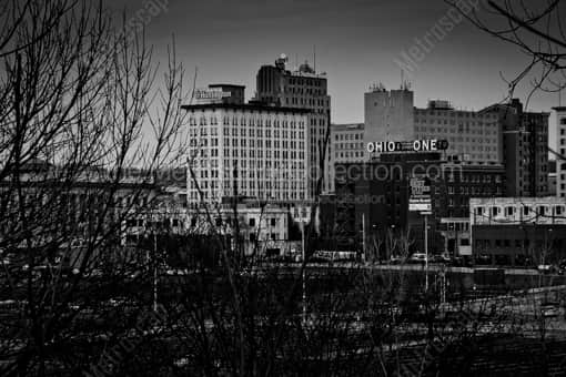 Youngstown Skyline from Woodland Ave. -- Youngstown Black and White Photography