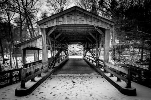 The Covered Bridge at Lantermans Mill -- Youngstown Black and White Photography