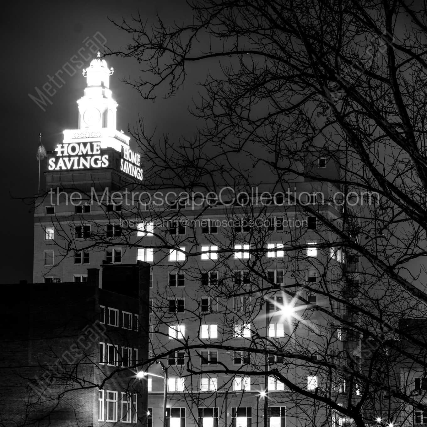 The Home Savings Bank Building landscape black and white Photography The Home Savings Bank Building landscape black and white Photography square crop