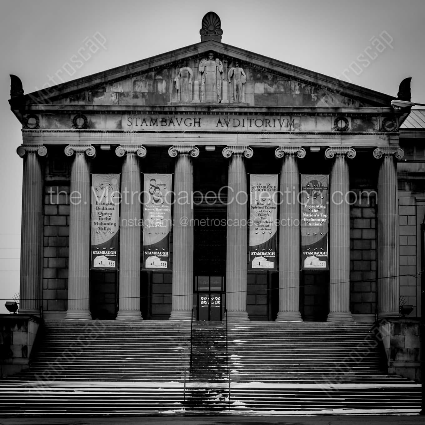 The Stambaugh Auditorium landscape black and white Photography The Stambaugh Auditorium landscape black and white Photography square crop