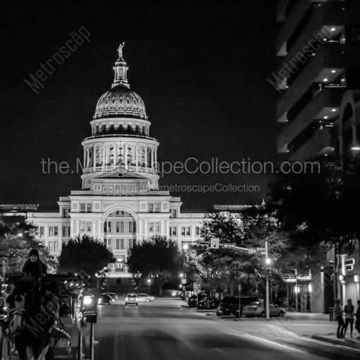 The Texas Statehouse from Congress Avenue -- Austin Black and White Photography