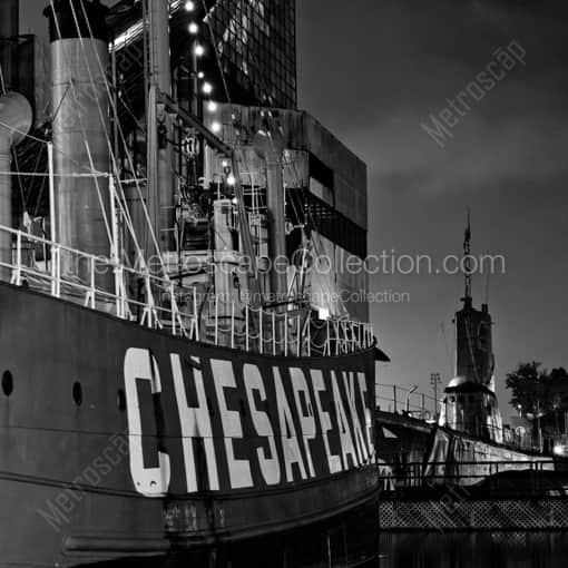 The USS Torsk behind the Chesapeake -- Baltimore Black and White Photography