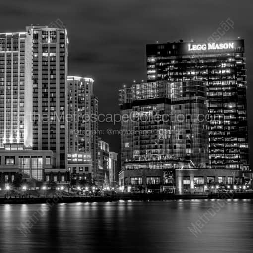 The Inner Harbor East Skyline -- Baltimore Black and White Photography