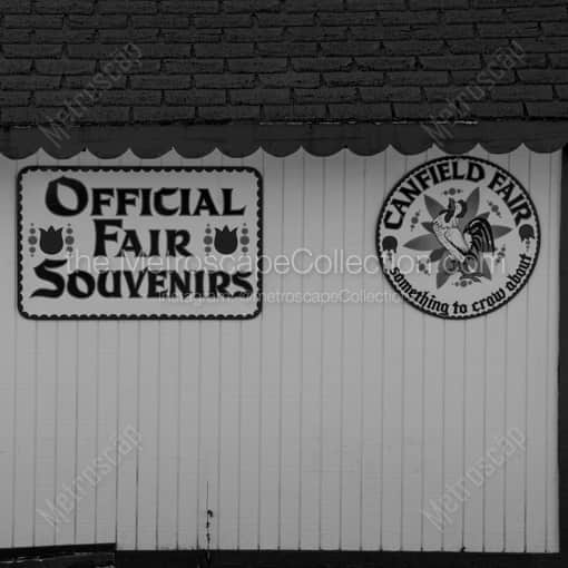 Matte Black WOOD Framed Black and White Canfield Photograph: Official Canfield Fair Souvenirs in a Square Matte Black Wood Frame