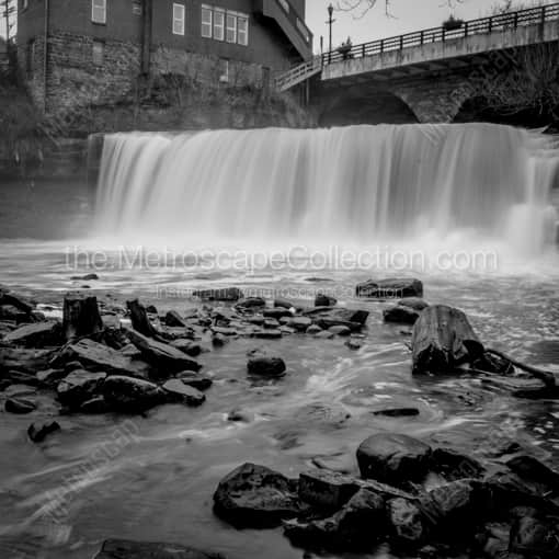 Matte Black WOOD Framed Black and White Chagrin Falls Photograph: Chagrin Falls in a Square Matte Black Wood Frame