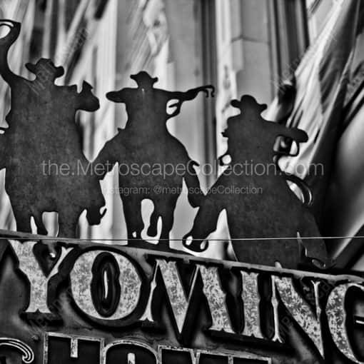 Silhouette of Cowboys Riding Horses -- Cheyenne Black and White Photography