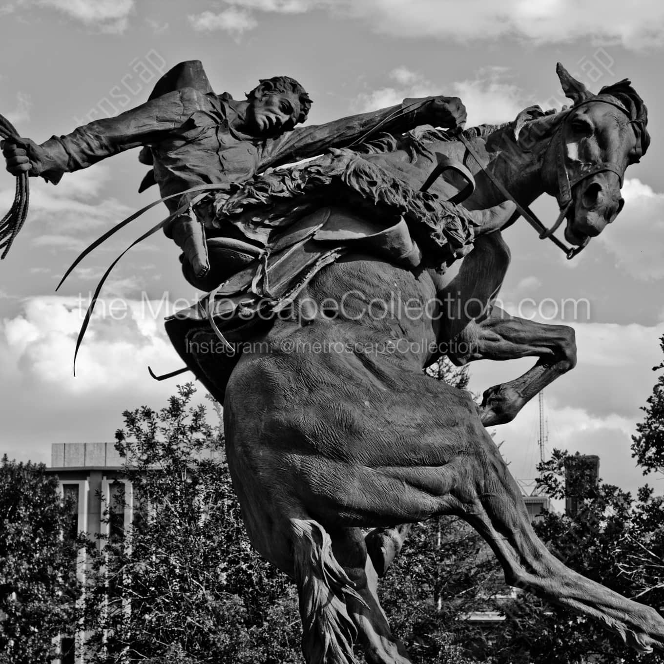 The Spirit of Wyoming Statue night time black and white Photography square crop