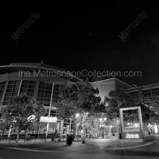 Nationwide Arena at Night -- Columbus Black and White Photography