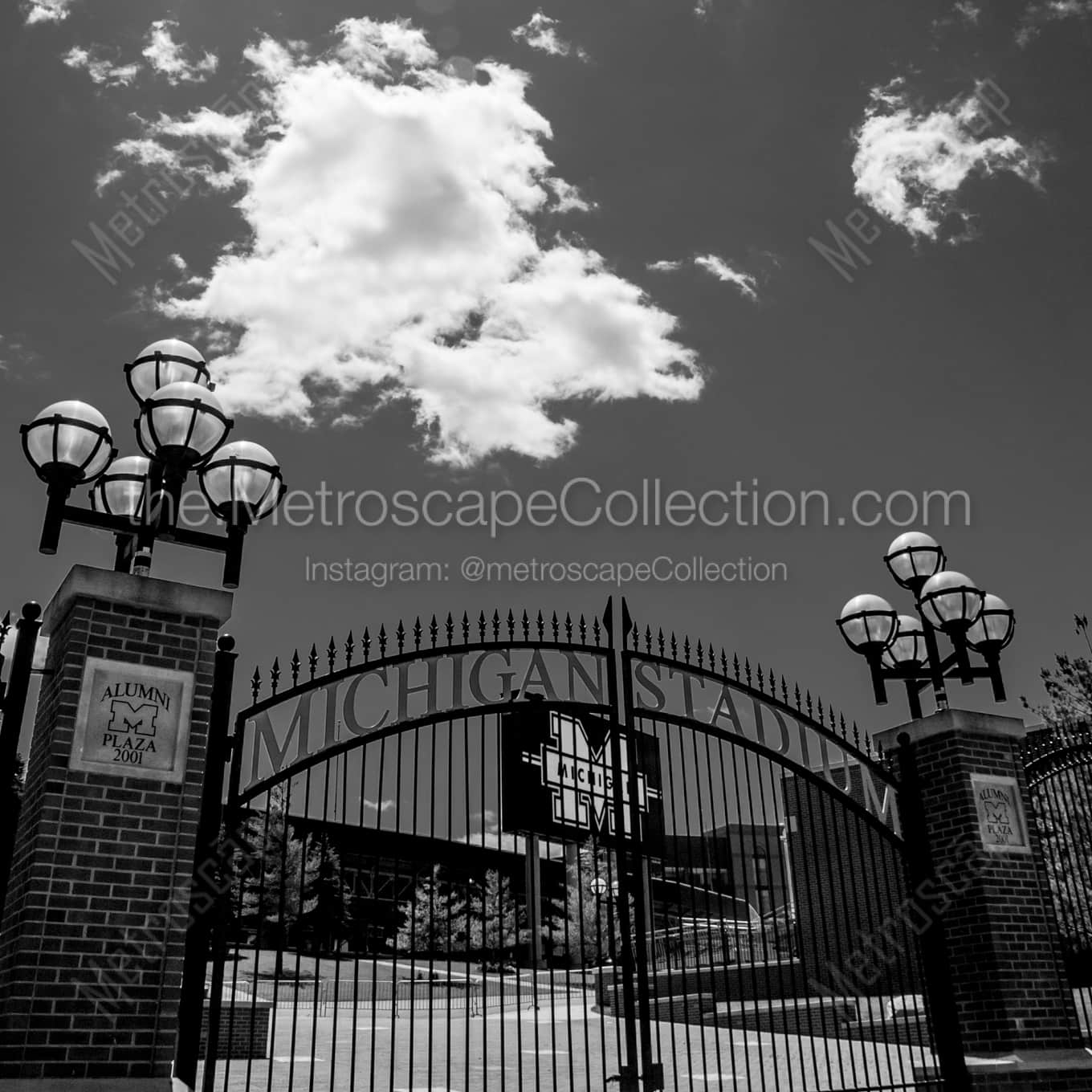 Michigan Stadium night time black and white Photography square crop