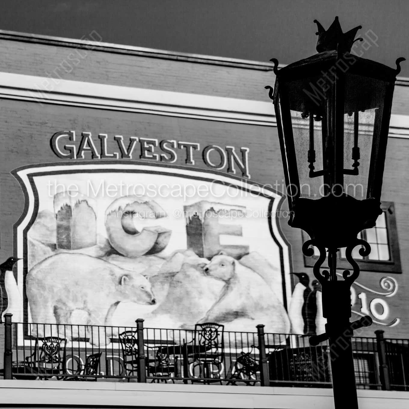 Galveston Ice Cold Storage Warehouse night time black and white Photography square crop
