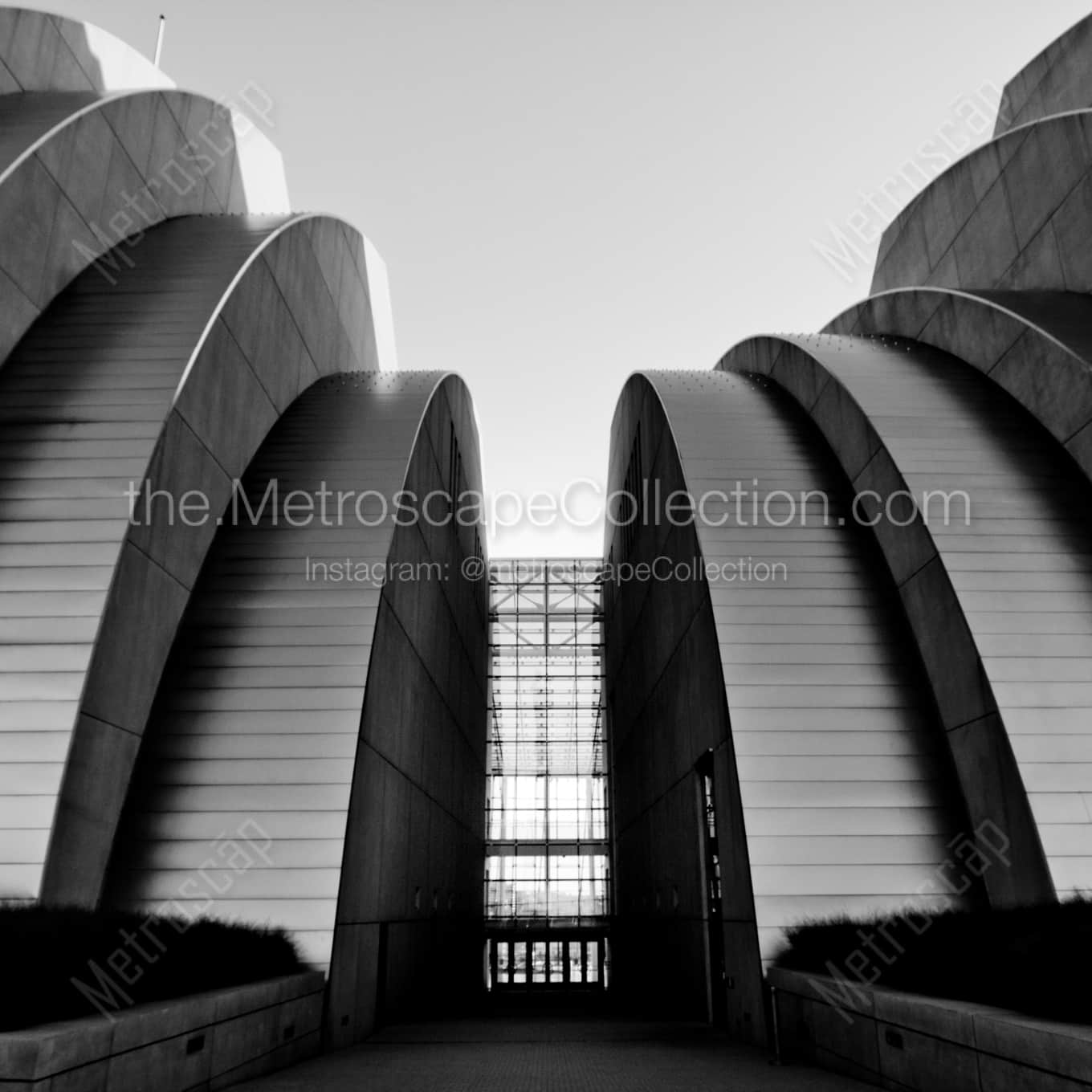 The KC Performing Arts Center Entrance night time black and white Photography square crop