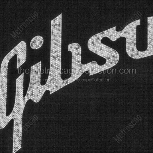 Close-up Shot of the Gibson Sign -- Memphis Black and White Photography