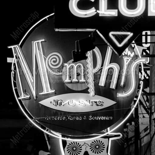 Memphis Music Sign -- Memphis Black and White Photography