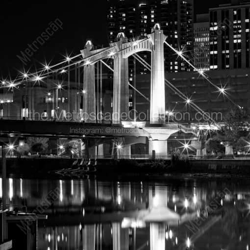 The Hennepin Avenue Bridge at Night -- Minneapolis Black and White Photography