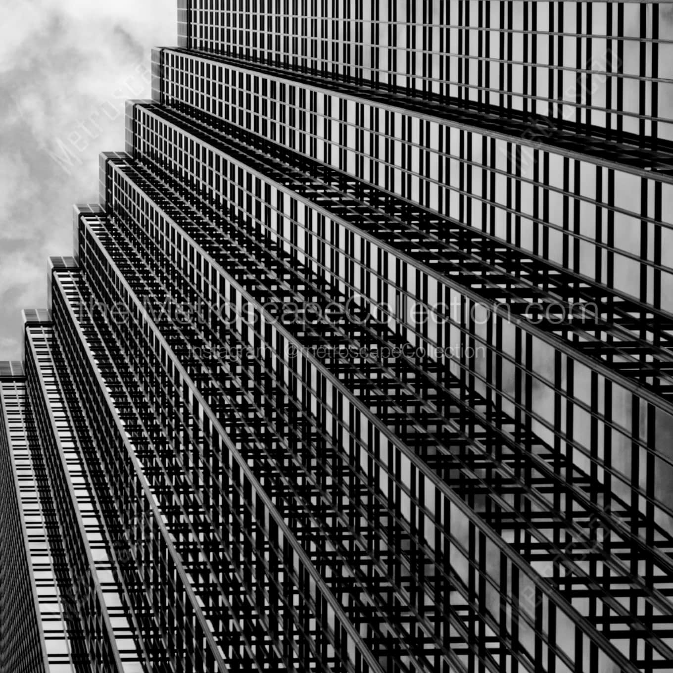 Sides of the IDS Building night time black and white Photography square crop