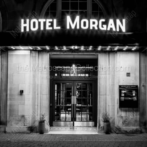 Hotel Morgan at Night -- Morgantown WV Black and White Photography