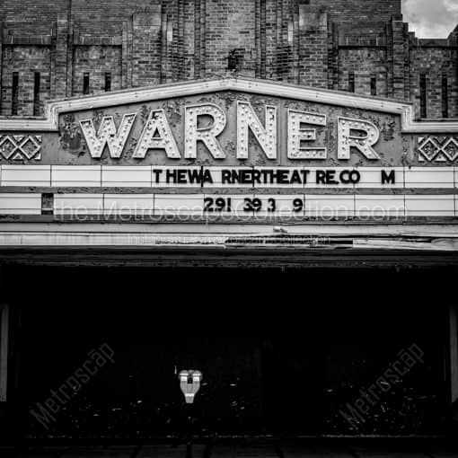 Warner Theater Sign -- Morgantown WV Black and White Photography