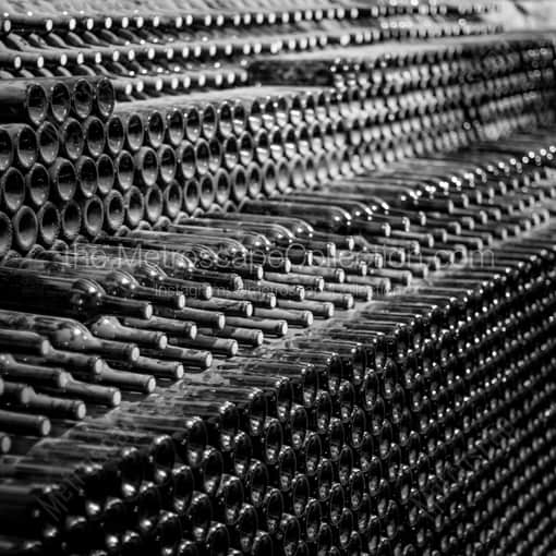 Wine Bottles on top of Wine Bottles -- Napa-Valley Black and White Photography