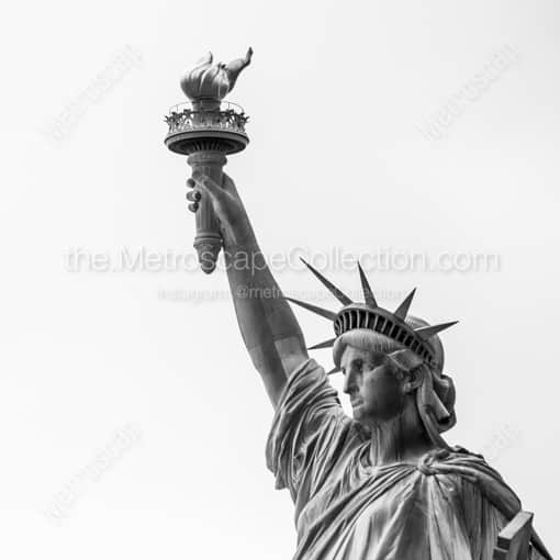 The Statue of Liberty Looking out toward the Sea -- New York City Black and White Photography