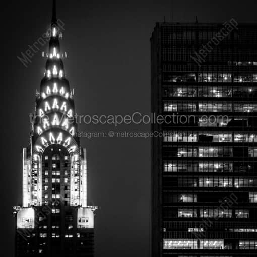 The Art Deco Top of the Chrysler Building -- New York City Black and White Photography